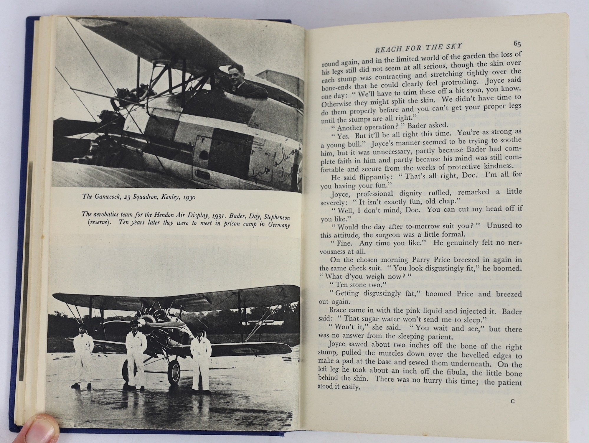 Brickhill, Paul - Reach For the Sky: Douglas Bader His Life Story, 8vo, cloth in unclipped d/j, signed by Douglas Bader, dated 19th March, 1954, Collins, London, 1954